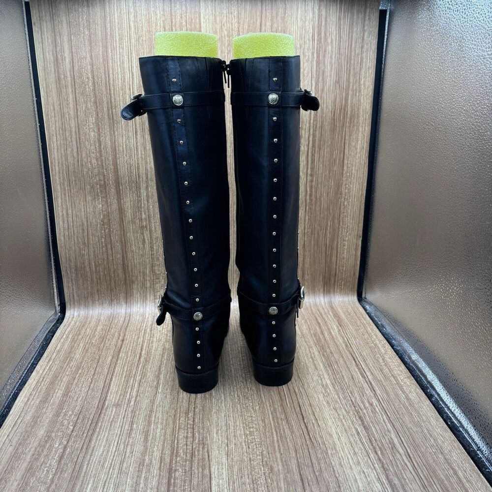 Vince Camuto Preslen Women's Leather Studded Knee High Boots Black Size 7.5 M - Picture 4 of 8